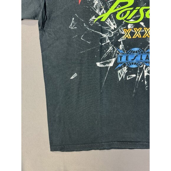 Vintage Y2K Band Tee Concert Def Leppard Poison XXX Tesla Black Shirt Large Tour - Picture 6 of 11